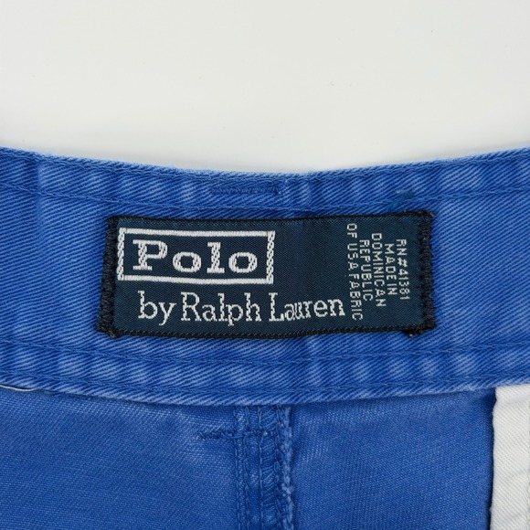 VTG 80s Polo Ralph Lauren Cargo Shorts Blue Cotton Chino Baggy Fit Mens Size 34 - Picture 4 of 10